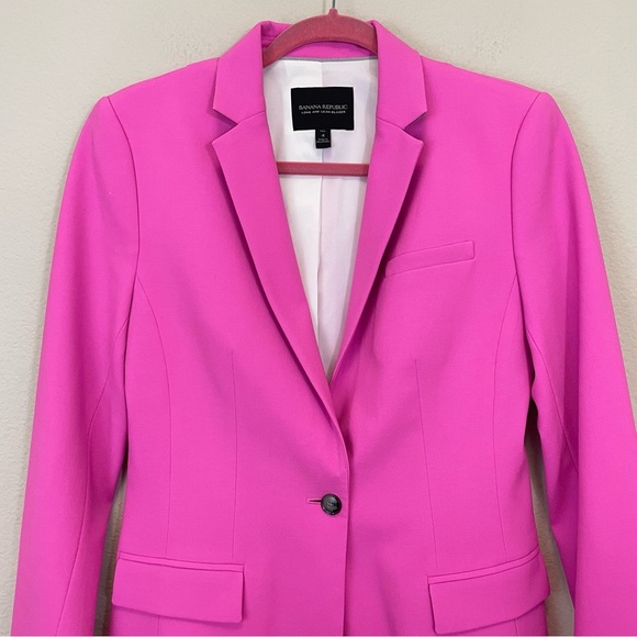 Banana Republic Long and Lean Wool Blend Tailored Blazer Size 4 Tall - Picture 3 of 11